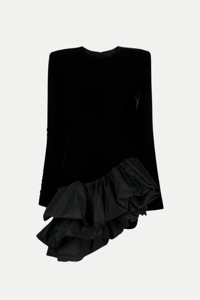 Stylish beautiful dress | Ursula Velvet Ruffle Long Sleeve Mini Dress - Ideal for special occasions