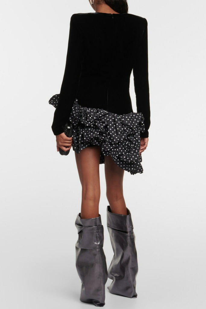 Shop  beautiful dress - Perfect for special occasions | Ursula Velvet Ruffle Dot Mini Dress