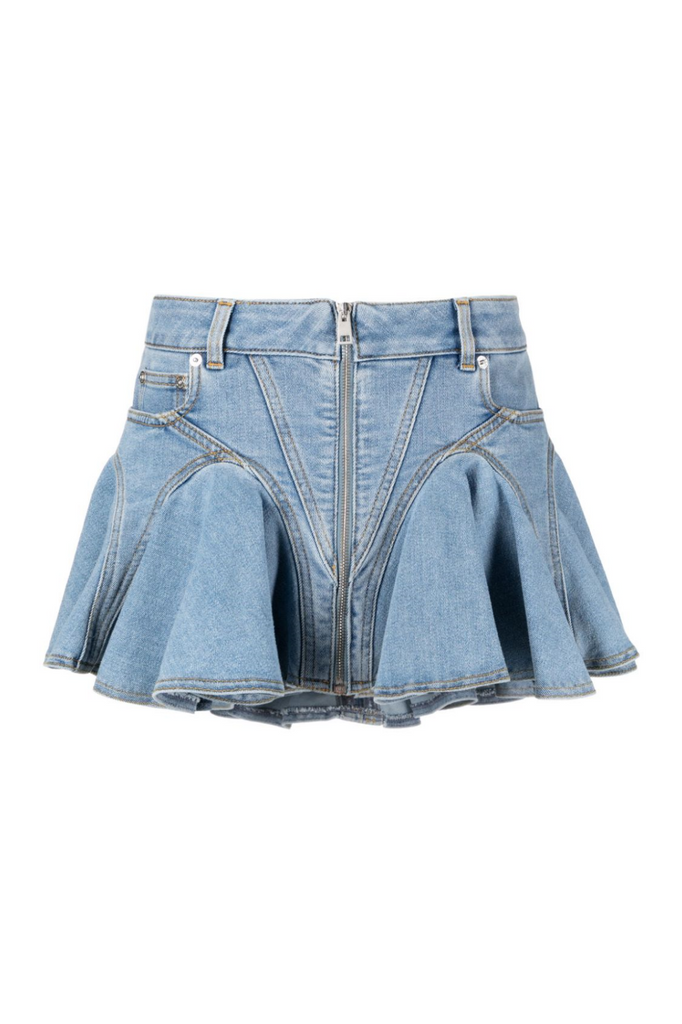 Vera Ruffle Denim Mini Skirt - Stylish beautiful mini for special occasions | Buy Online