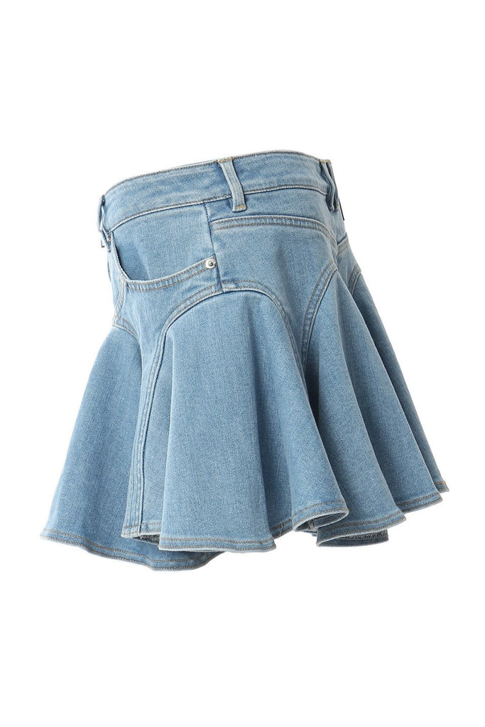 Vera Ruffle Denim Mini Skirt - Stylish beautiful mini for special occasions | Buy Online