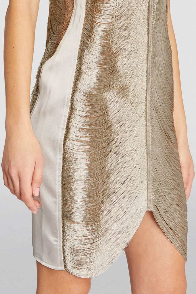 Shop  beautiful dress - Perfect for special occasions | Veroty Halter Fringe Mini Dress - Silver