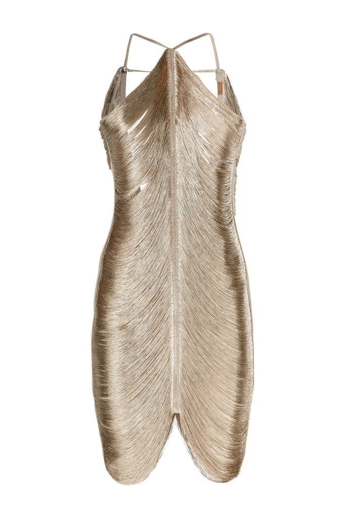 Shop  beautiful dress - Perfect for special occasions | Veroty Halter Fringe Mini Dress - Silver