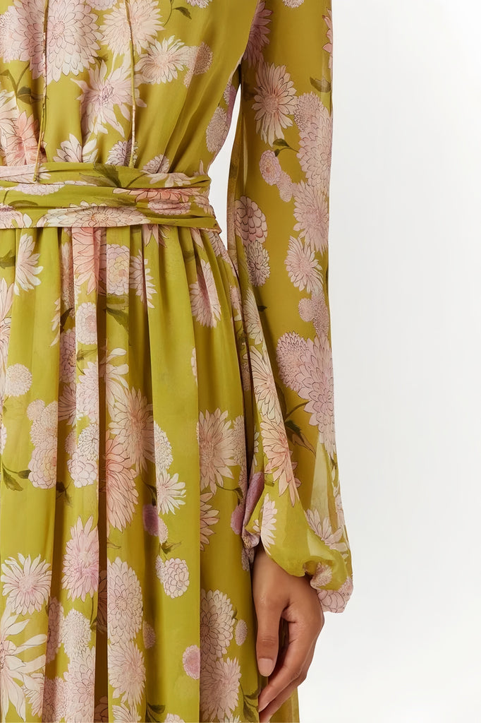 Stylish beautiful dress | selena floral lace up puff sleeve maxi dress - Ideal for special occasions