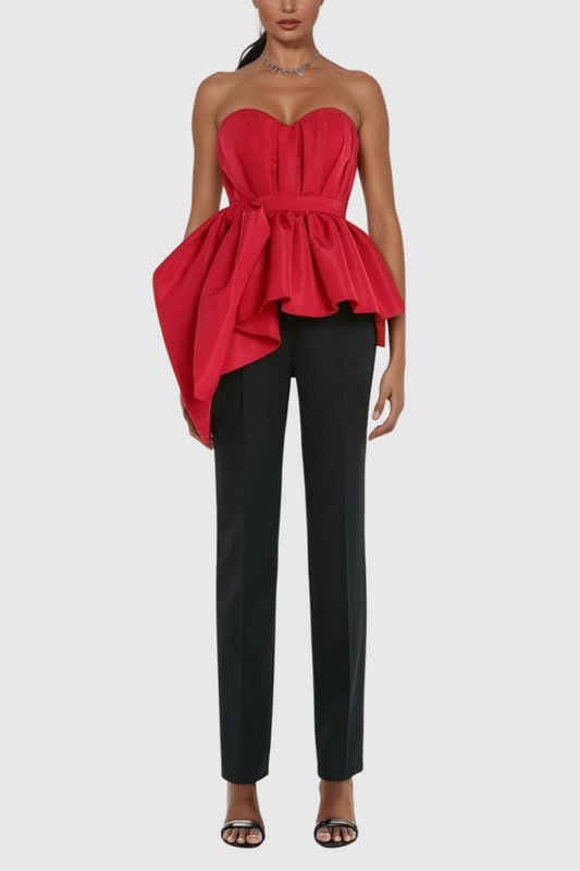 Wade Asymmetric Ruffle Strapless Top