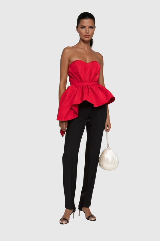 Wade Asymmetric Ruffle Strapless Top