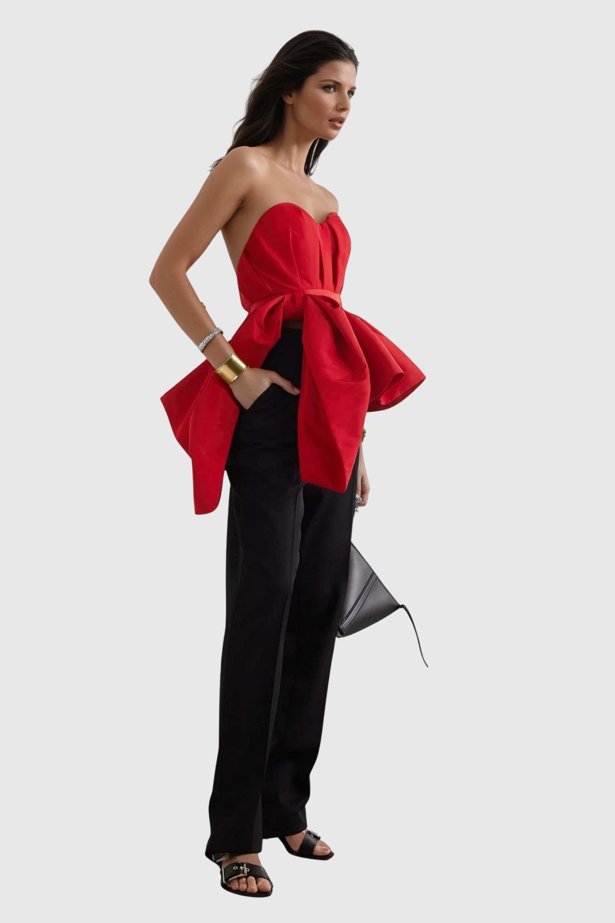 Wade Asymmetric Ruffle Strapless Top