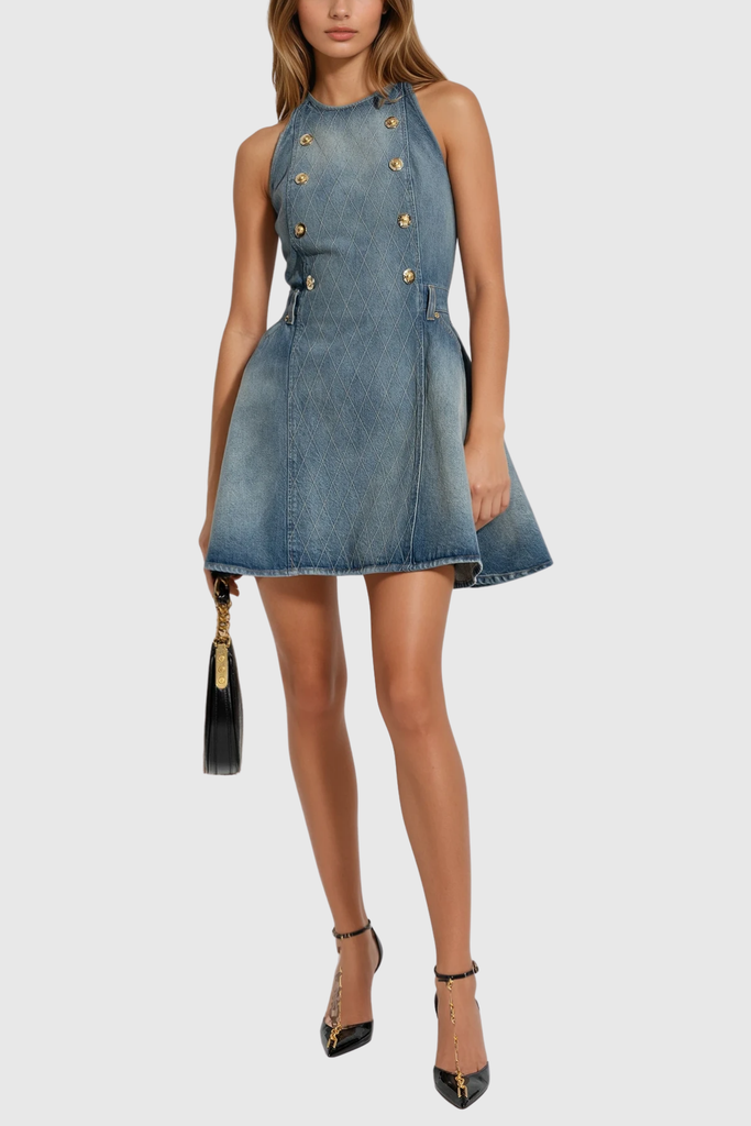 Shop  beautiful dress - Perfect for special occasions | Wael Sleeveless Denim Mini Dress
