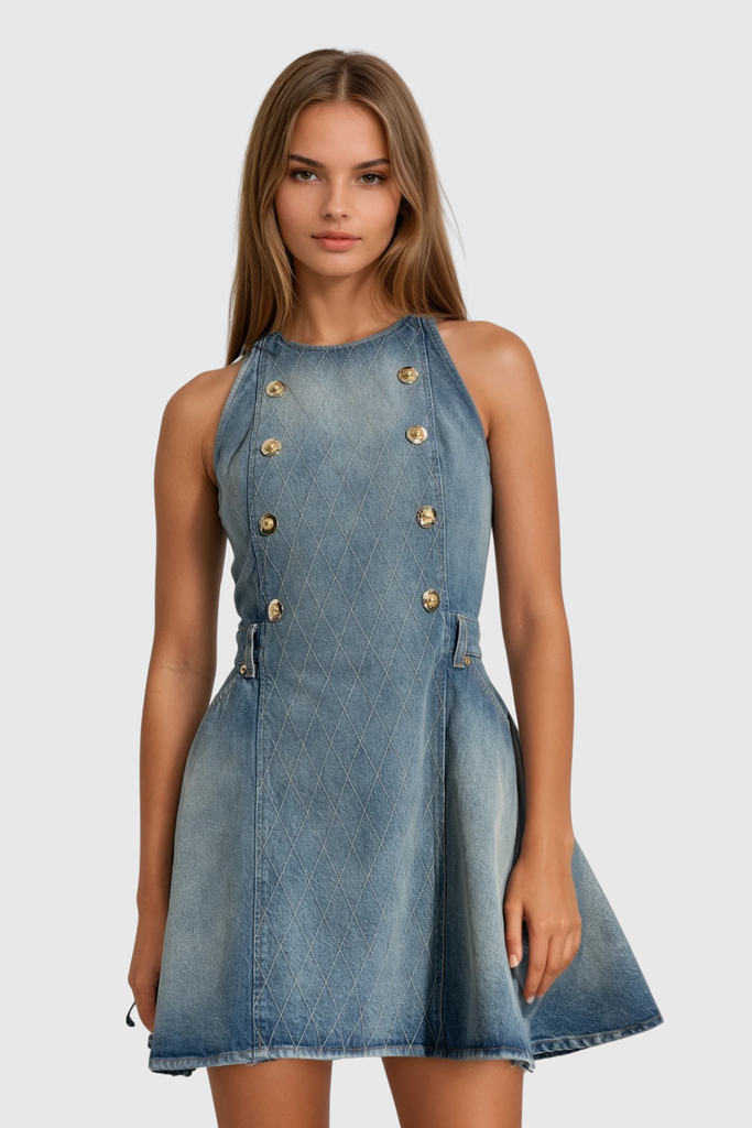 Shop  beautiful dress - Perfect for special occasions | Wael Sleeveless Denim Mini Dress