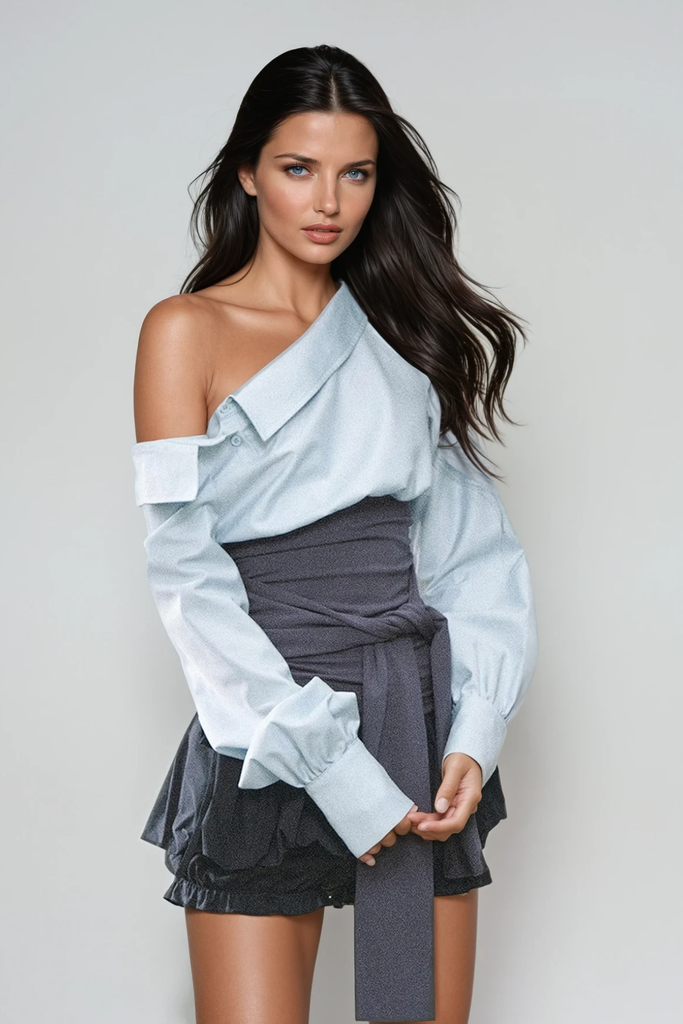 Shop  blue dress - Perfect for special occasions | Wail Tie Up One Shoulder Top In Blue