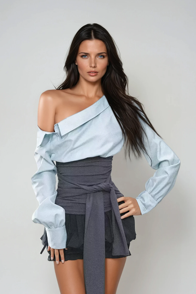 Shop  blue dress - Perfect for special occasions | Wail Tie Up One Shoulder Top In Blue