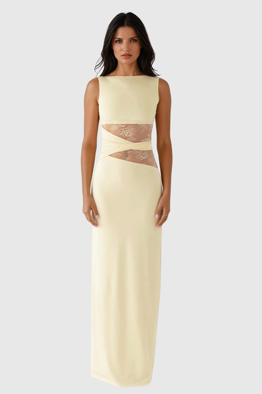 Waman Cutout Deconstruct Maxi Dress In Yellow
