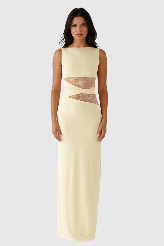 Shop  yellow dress - Perfect for special occasions | Waman Cutout Deconstruct Maxi Dress In Yellow