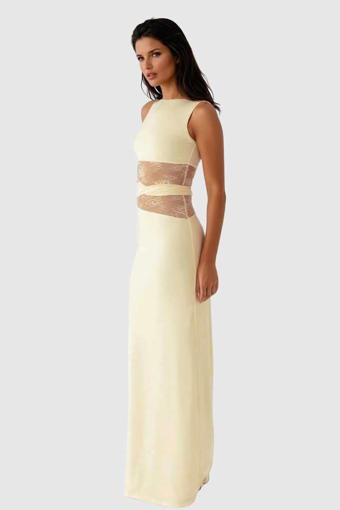 Stylish yellow dress | Waman Cutout Deconstruct Maxi Dress In Yellow - Ideal for special occasions