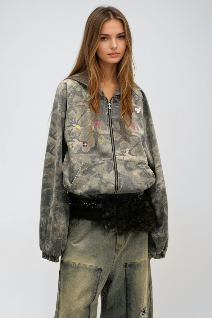 Wayne Camouflage Long Sleeve Jacket - Stylish beautiful dress for special occasions | Buy Online