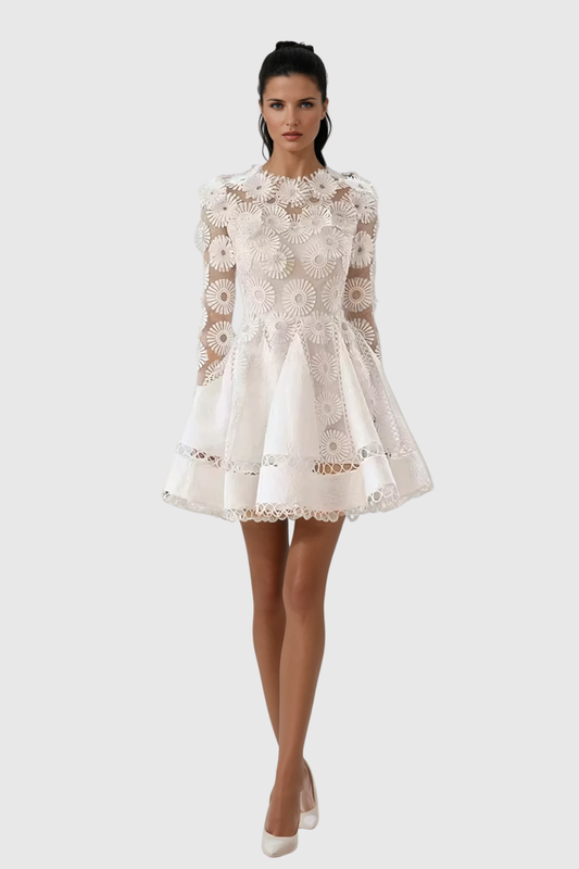 Wendy Flower Mesh Deconstruct Mini Dress