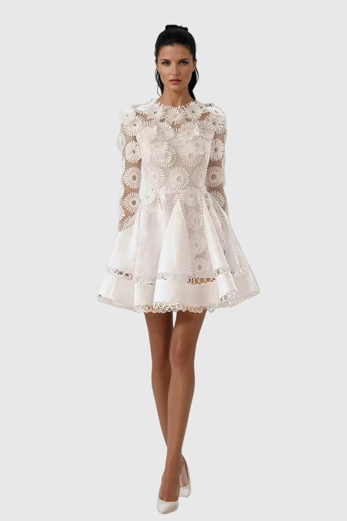 Shop  beautiful dress - Perfect for special occasions | Wendy Flower Mesh Deconstruct Mini Dress