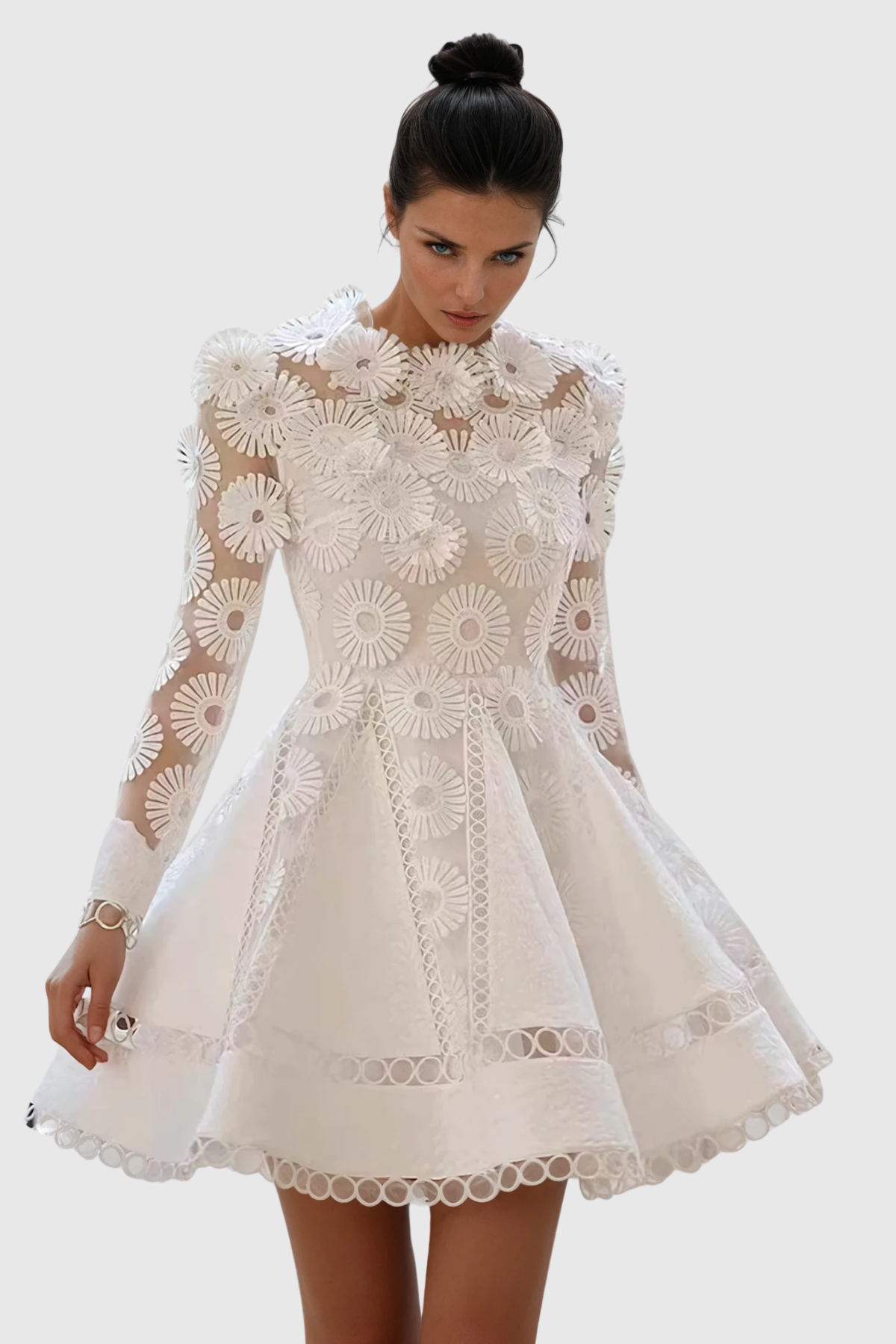 Wendy Flower Mesh Deconstruct Mini Dress