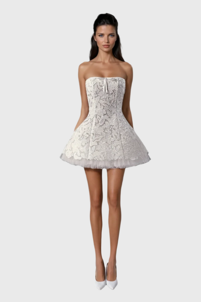 Wera Lace Strapless Mini Dress - Stylish beautiful dress for special occasions | Buy Online