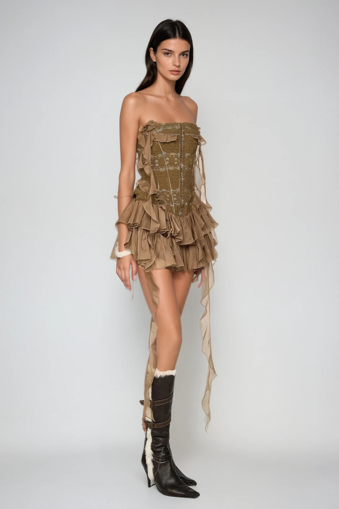 Wioleta Strapless Ruffle Mini Dress - Stylish beautiful dress for special occasions | Buy Online