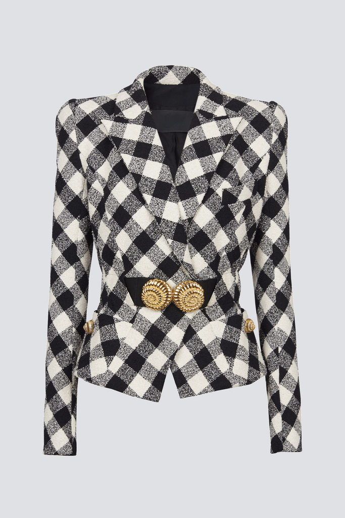 Stylish beautiful dress | Wyatt Gingham Button Blazer - Ideal for special occasions