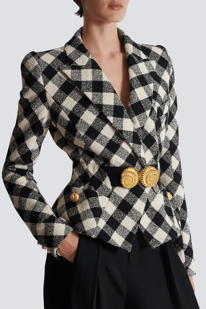 Stylish beautiful dress | Wyatt Gingham Button Blazer - Ideal for special occasions