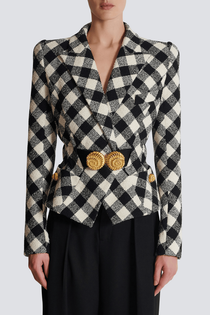 Stylish beautiful dress | Wyatt Gingham Button Blazer - Ideal for special occasions