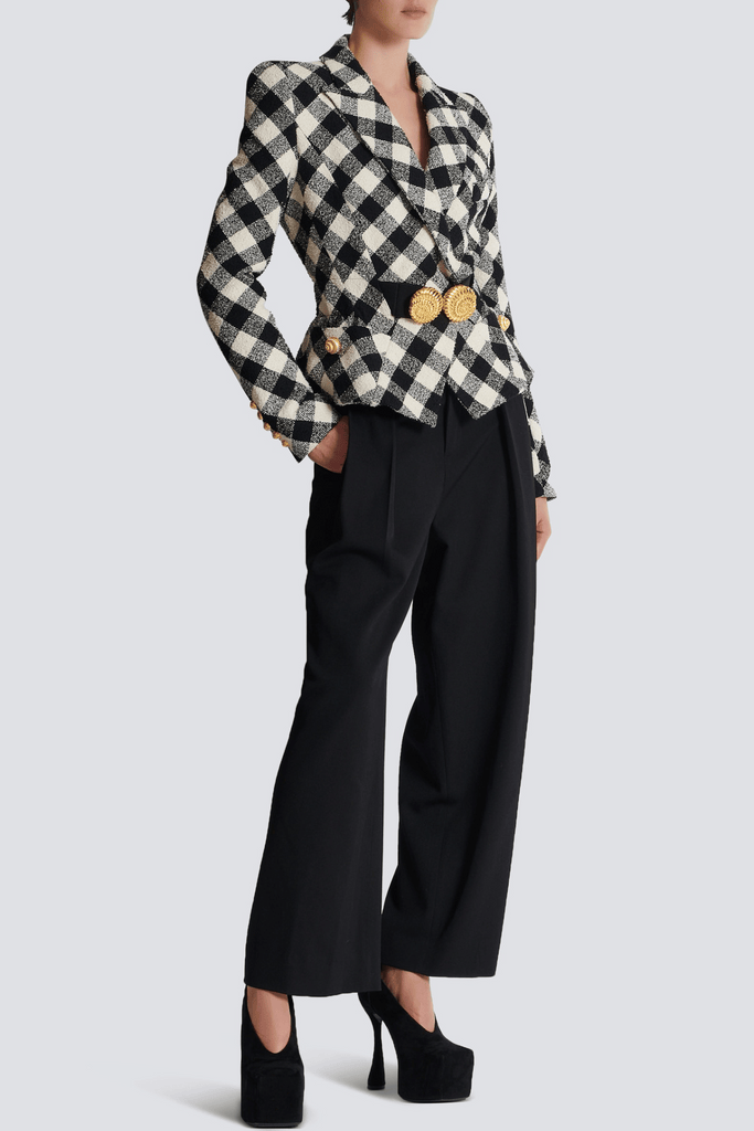 Wyatt Gingham Button Blazer - Stylish beautiful dress for special occasions | Buy Online