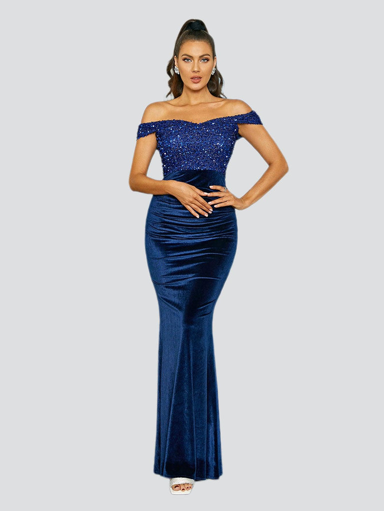 Shop  beautiful dress - Perfect for cocktail | Off Shoulder Velvet Mermaid Cocktail Dress