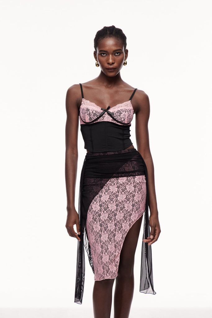 Xolotl Lace Deconstruct Spaghetti Top - Stylish beautiful dress for special occasions | Buy Online