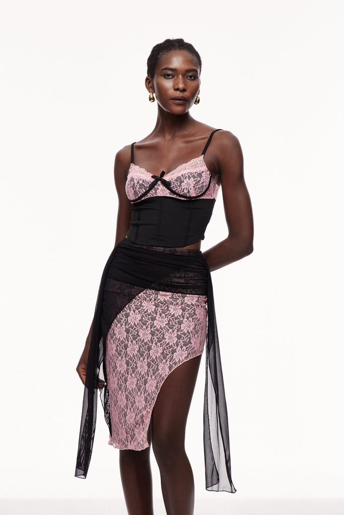 Xolotl Lace Deconstruct Spaghetti Top - Stylish beautiful dress for special occasions | Buy Online