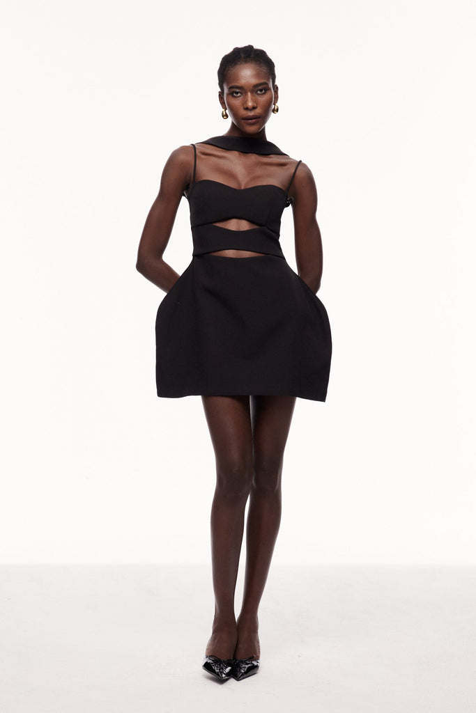 Stylish beautiful dress | Xulia Halter Neck Cutout Deconstruct Mini Dress - Ideal for special occasions