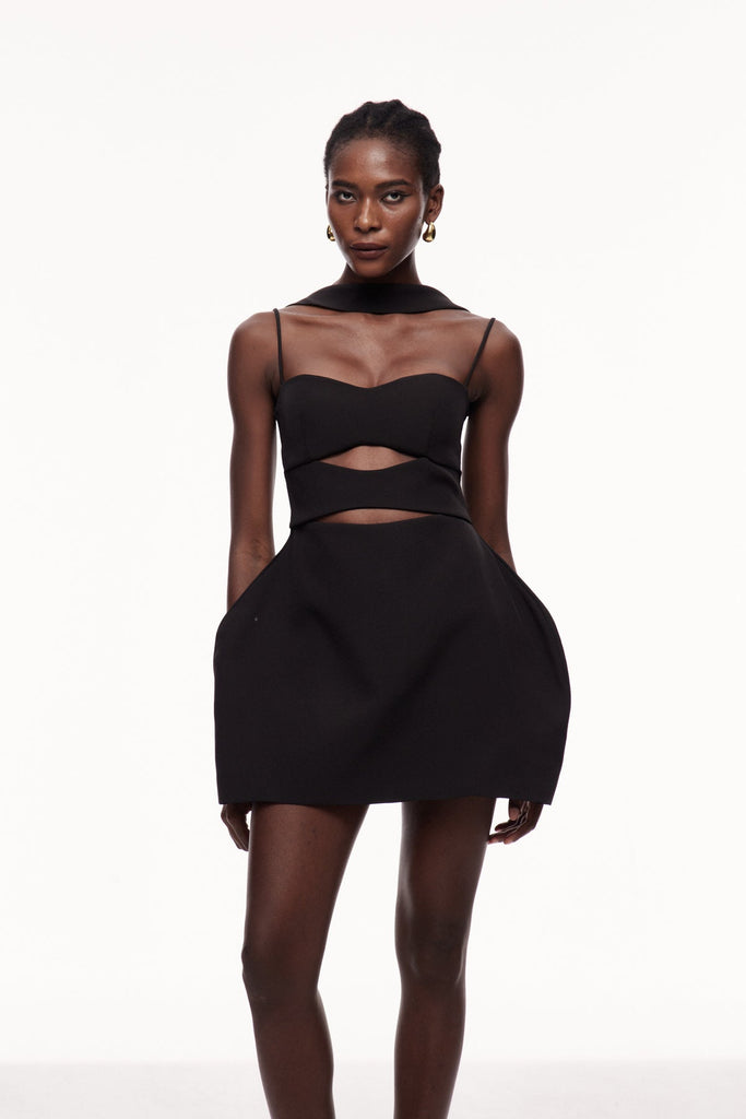 Stylish beautiful dress | Xulia Halter Neck Cutout Deconstruct Mini Dress - Ideal for special occasions