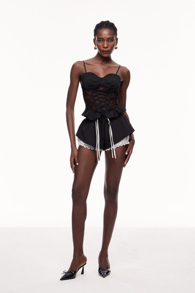 Stylish beautiful dress | Xulio Lace Ruffle Spaghetti Corset Top - Ideal for special occasions