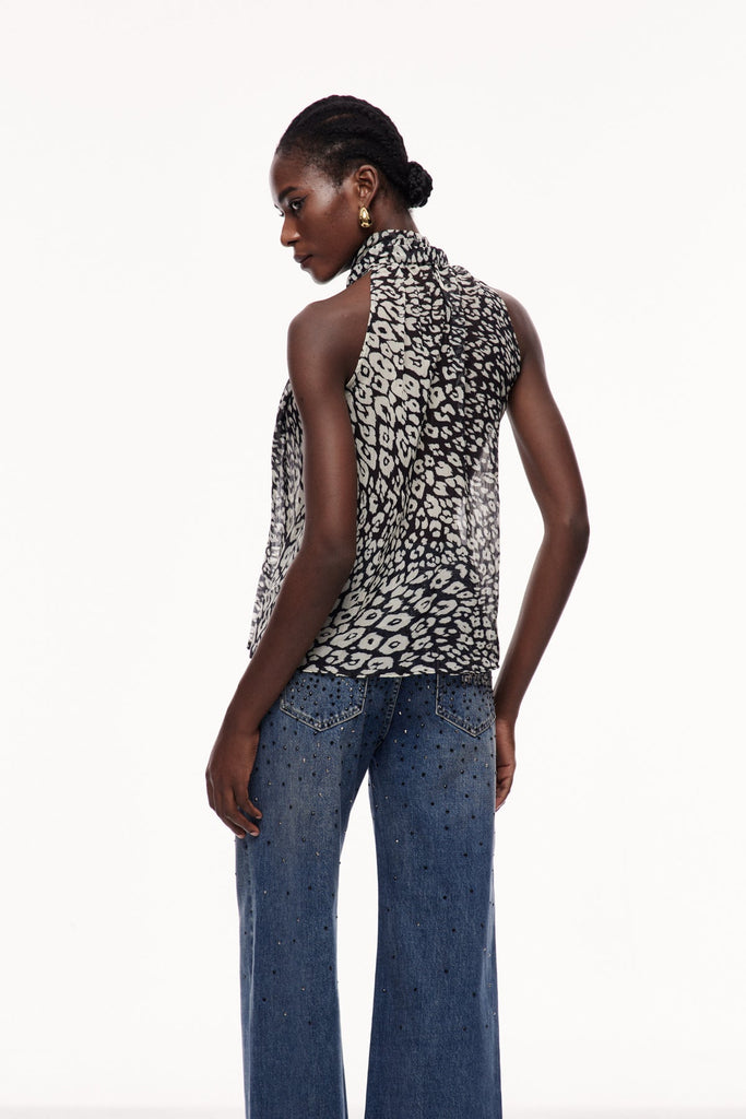 Xurxo Leopard Sleeveless Top - Stylish beautiful dress for special occasions | Buy Online