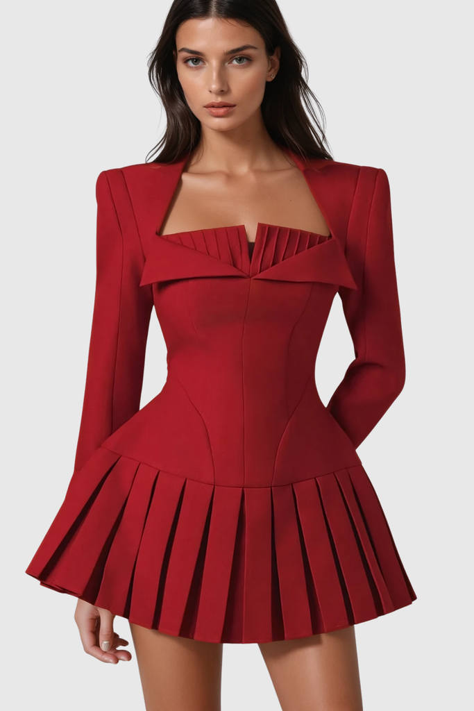 Yaa Long Sleeve Ruch Mini Dress - Stylish beautiful dress for special occasions | Buy Online