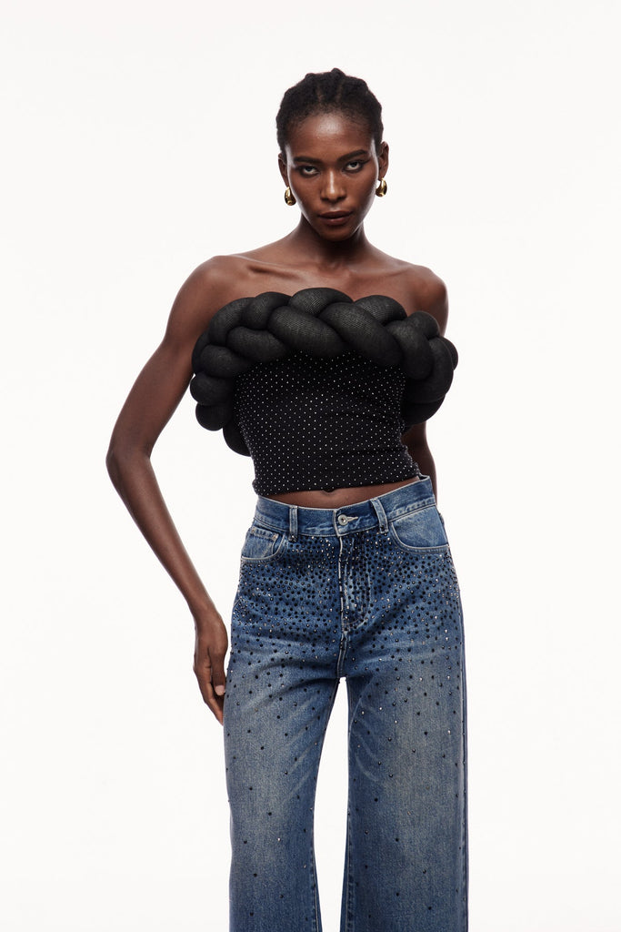 Stylish beautiful dress | Yachna Dot Deconstruct Strapless Top - Ideal for special occasions