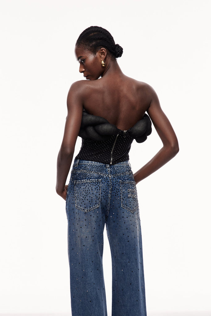 Stylish beautiful dress | Yachna Dot Deconstruct Strapless Top - Ideal for special occasions