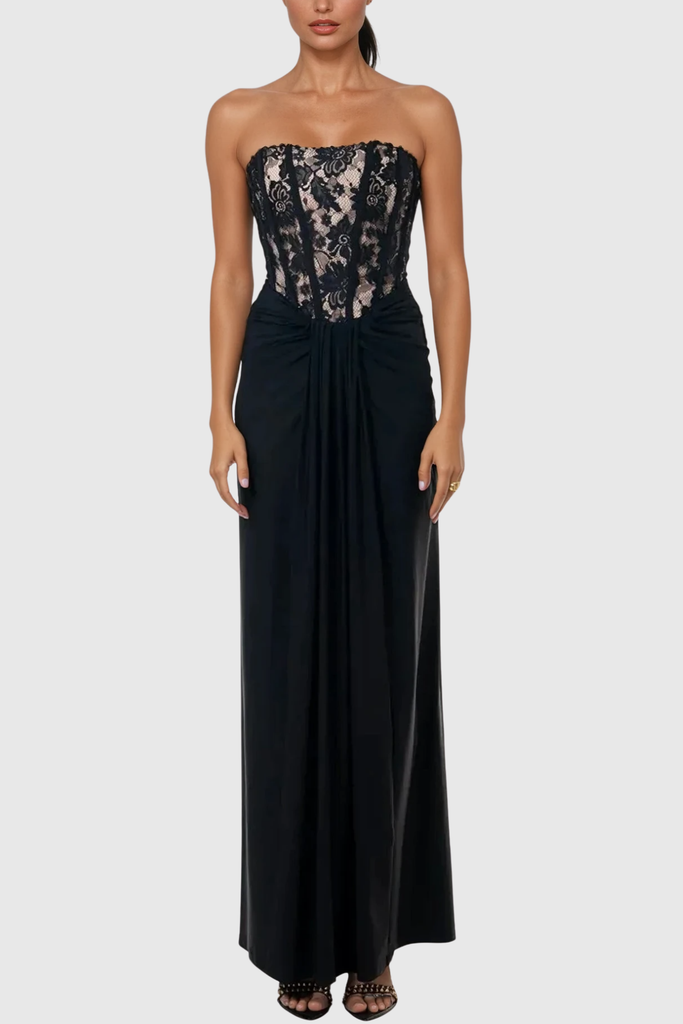 Yadon Lace Corset Strapless Maxi Dress - Stylish beautiful dress for special occasions | Buy Online
