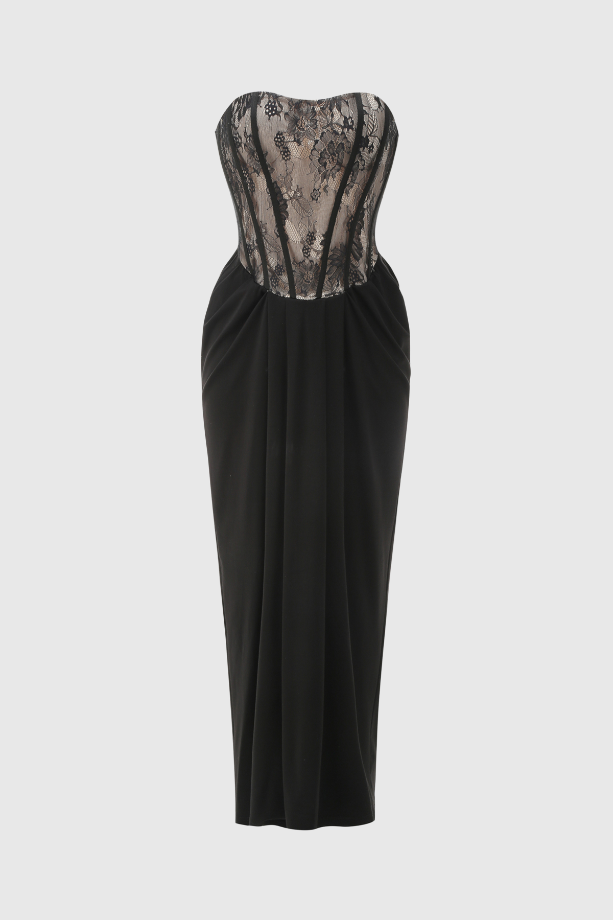 Yadon Lace Corset Strapless Maxi Dress