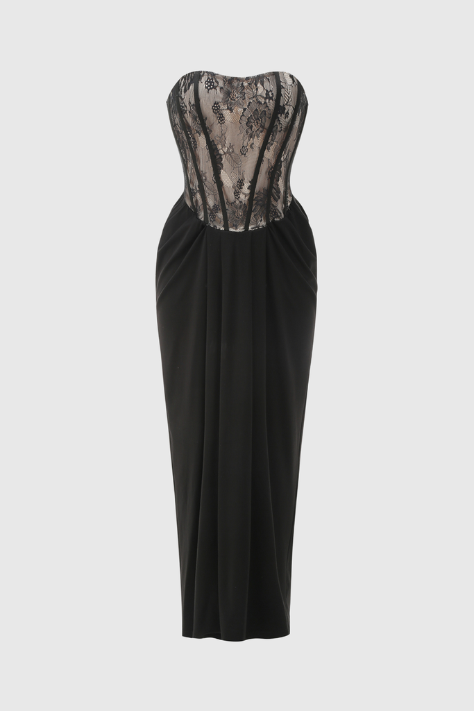 Yadon Lace Corset Strapless Maxi Dress - Stylish beautiful dress for special occasions | Buy Online