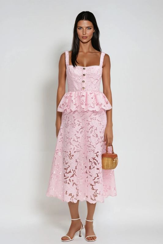 Yaeko Spaghetti Lace Maxi Dress