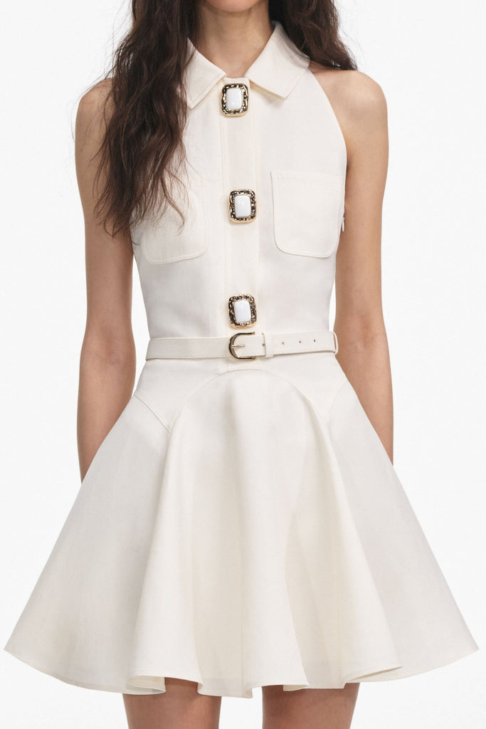 Stylish red dress | Yailin Linen Sleeveless Belted Flared Mini Dress - Ideal for special occasions