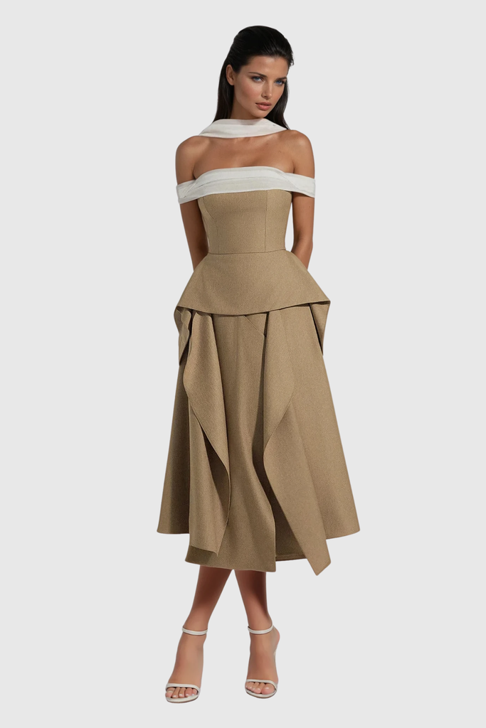 Shop  beautiful dress - Perfect for special occasions | Yoko Off Shoulder Asymmetric Maxi Dress