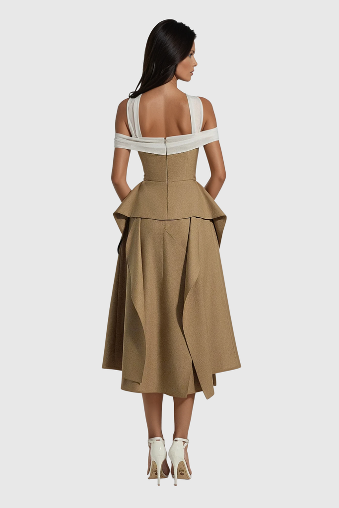 Yoko Off Shoulder Asymmetric Maxi Dress - Stylish beautiful dress for special occasions | Buy Online