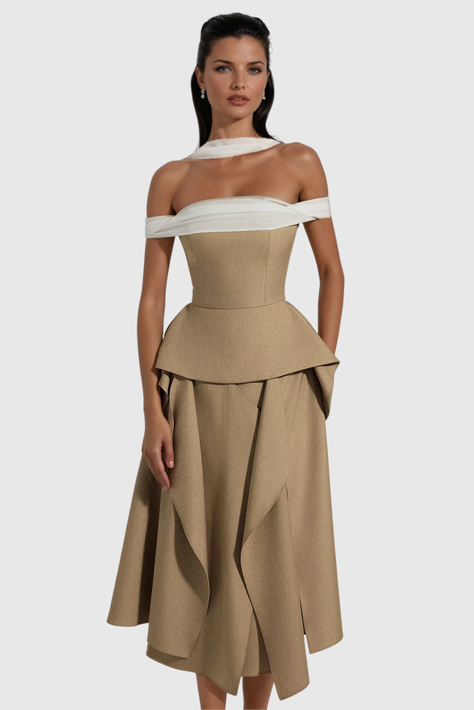 Shop  beautiful dress - Perfect for special occasions | Yoko Off Shoulder Asymmetric Maxi Dress