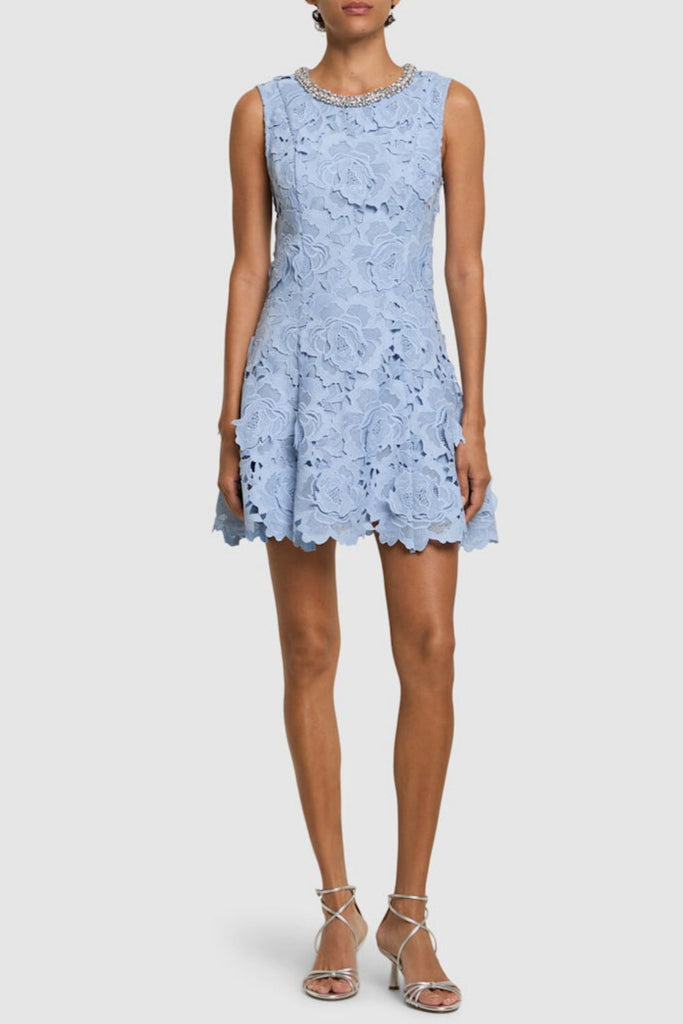 Shop  beautiful dress - Perfect for special occasions | Yuriy Crystal Embellished Floral Lace Mini Dress