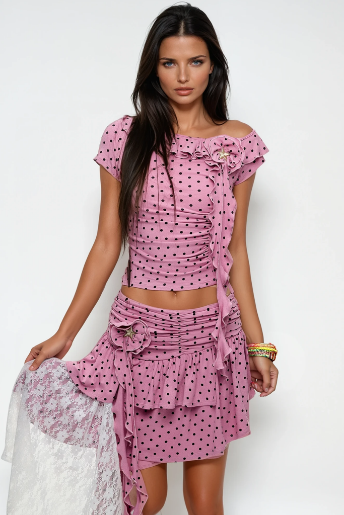 Stylish beautiful dress | Zaccai Dot Ruffle Skirt Set - Ideal for special occasions