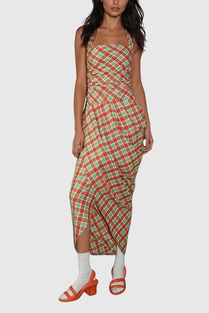 Zach Grid Ruch Maxi Dress - Stylish beautiful dress for special occasions | Buy Online