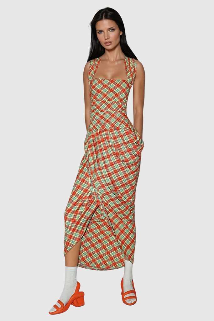 Stylish beautiful dress | Zach Grid Ruch Maxi Dress - Ideal for special occasions