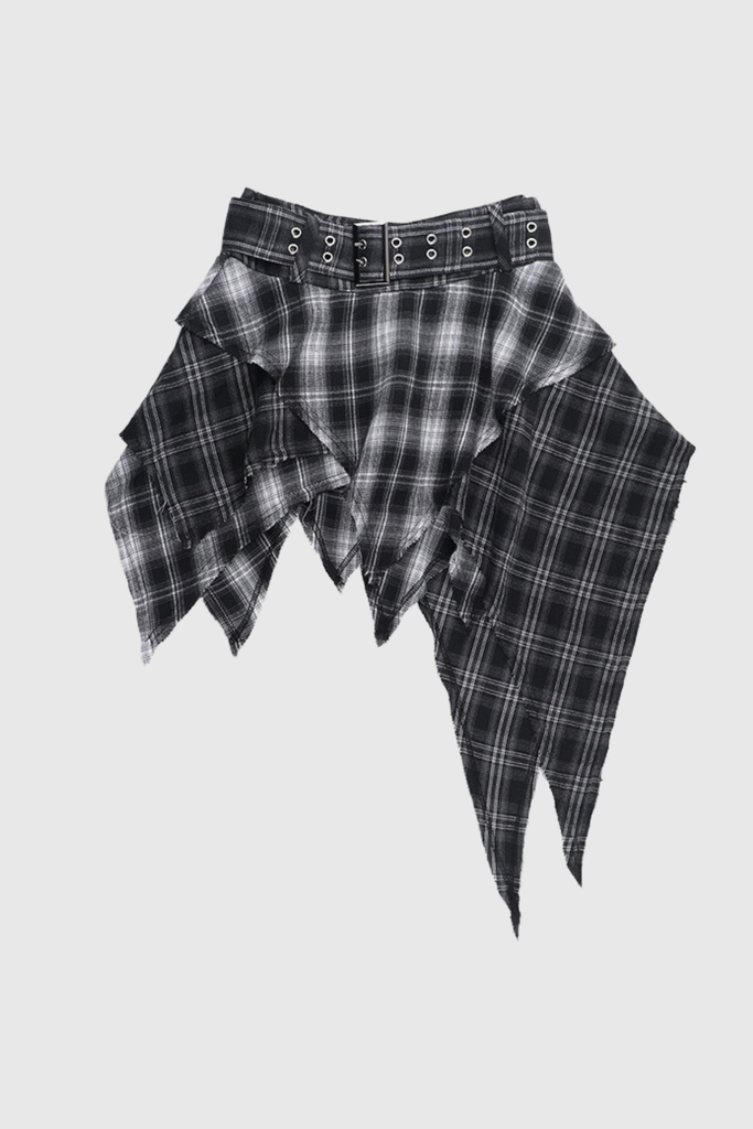 Zack Grid Asymmetric Skirt - Stylish beautiful dress for special occasions | Buy Online